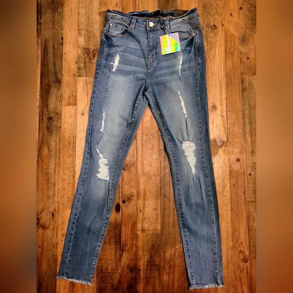 Missguided SINNER High Waist Skinny Distressed Jeans Women's Size US 6 UK 10 New